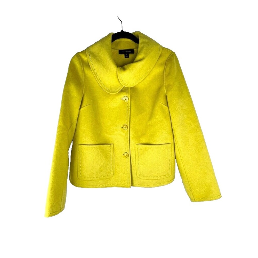 St. John Yellow Angora Wool Blend Blazer Jacket Women's Size Small EUC‎